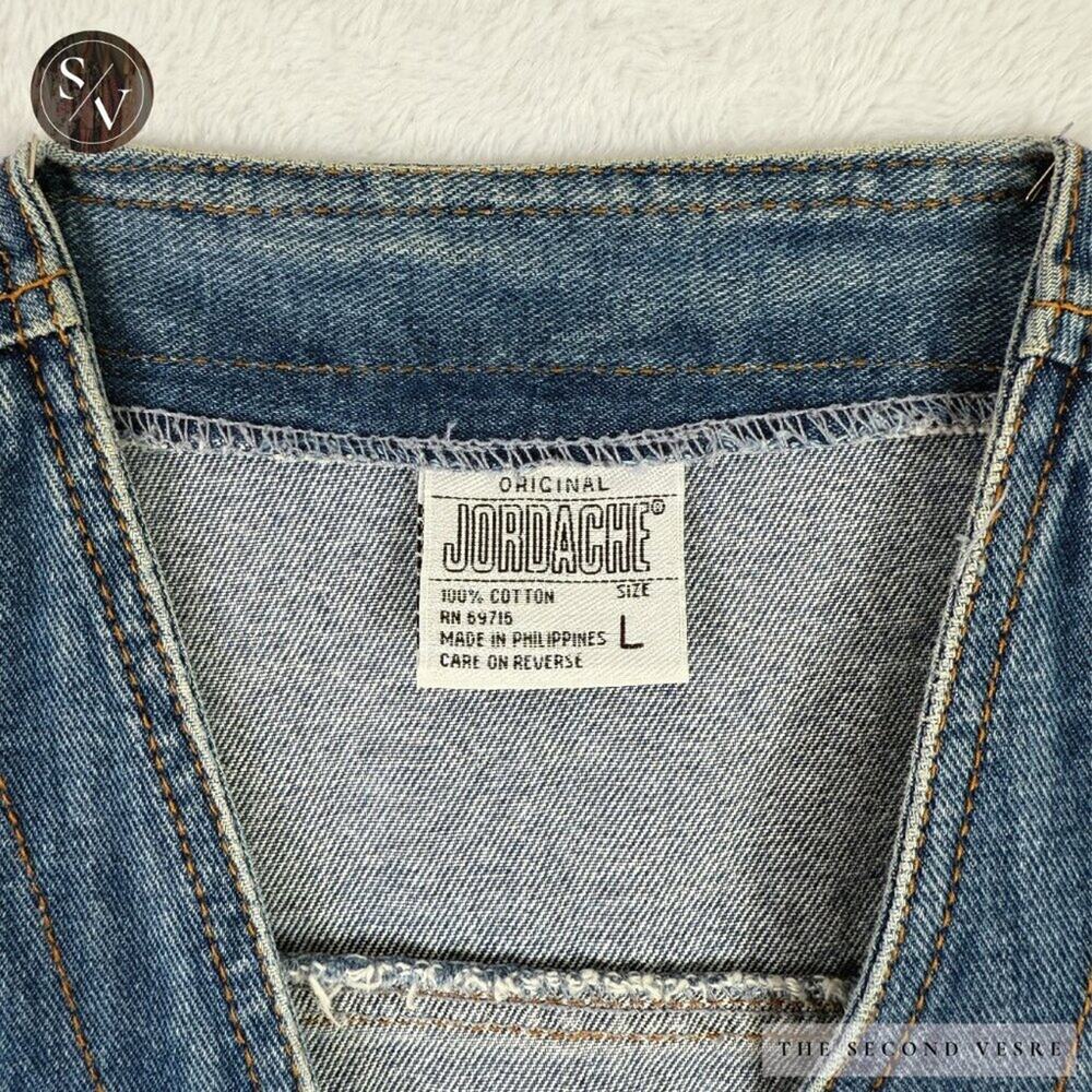 Vintage Original Jordache Medium Wash Denim Vest With Pockets - Large - Picture 2 of 12